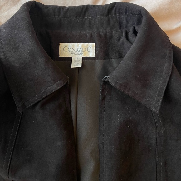 SOLD-Dark Brown Suede Zip up Jacket - Picture 4 of 9